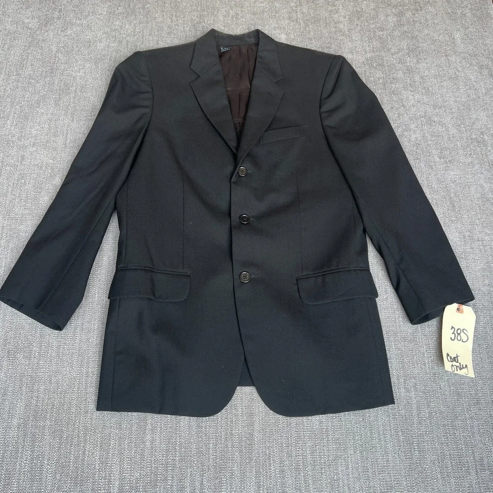 Mens Jacket Blazer 38S Black Single-Breasted Professional Business Office Career